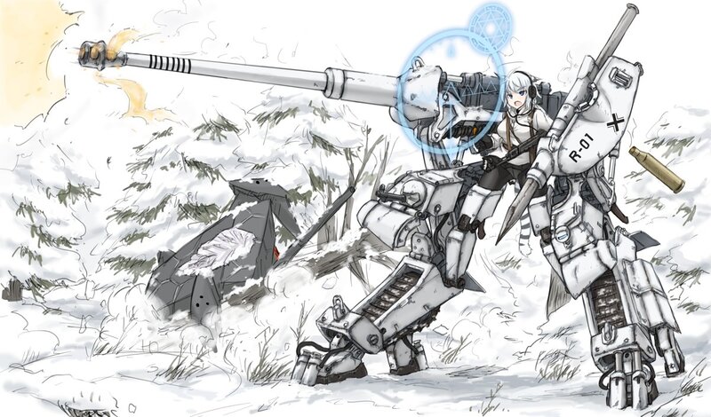 mech pilot in snowy battle