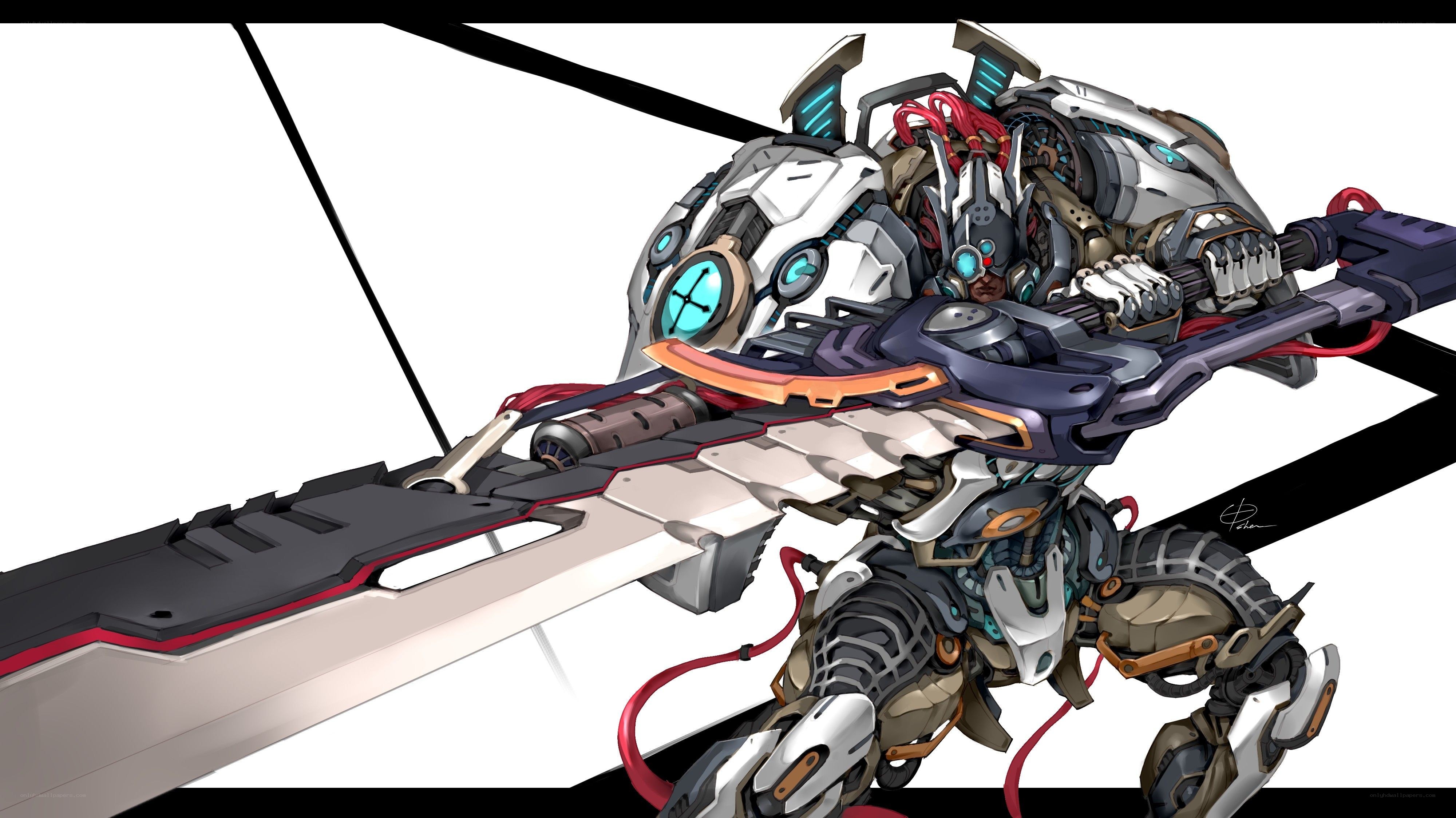 mech pilot with energy sword