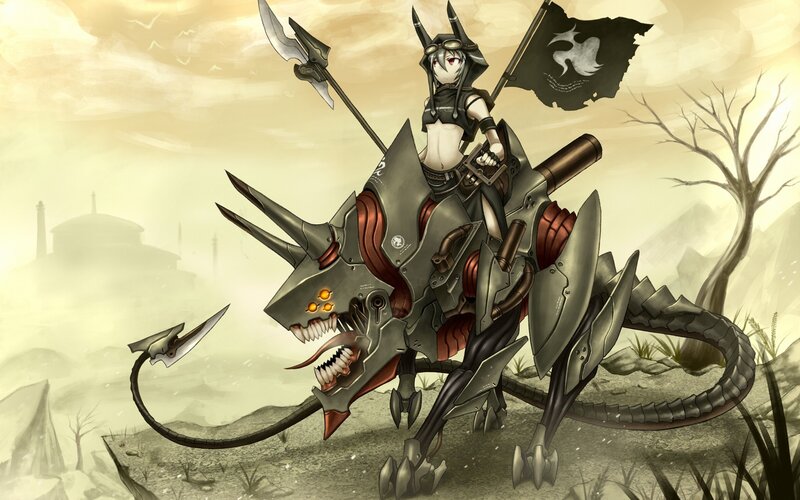 mech rider on armored beast