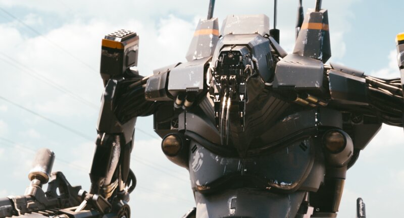 mech robot head close-up
