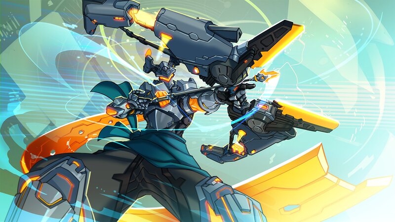 Mech Robot in Combat — Blue