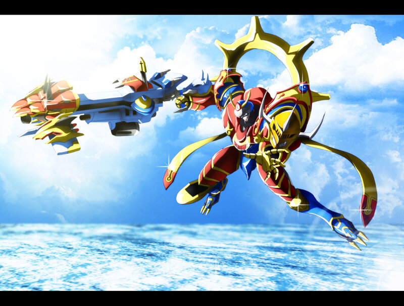 mech robot in sky