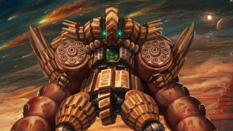 mech robot in sunset