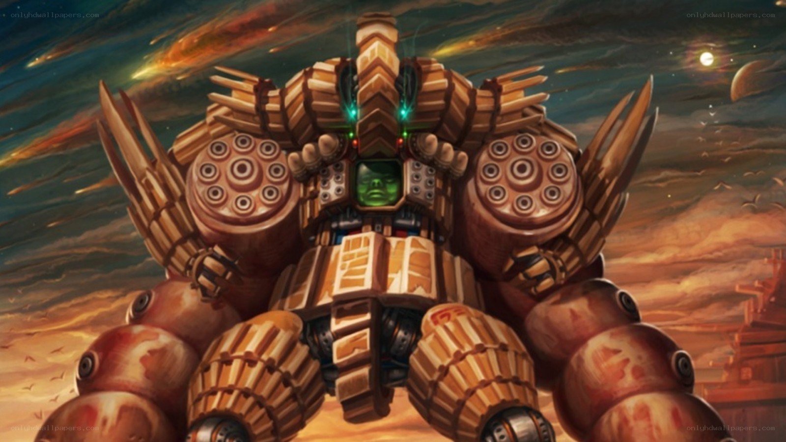 mech robot in sunset