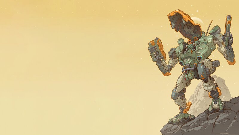 Mech Robot on Cliff