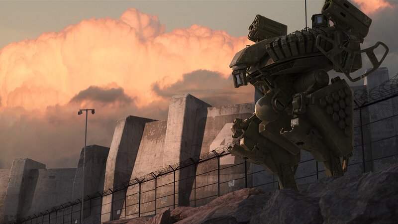 Mech Robot on Rocks