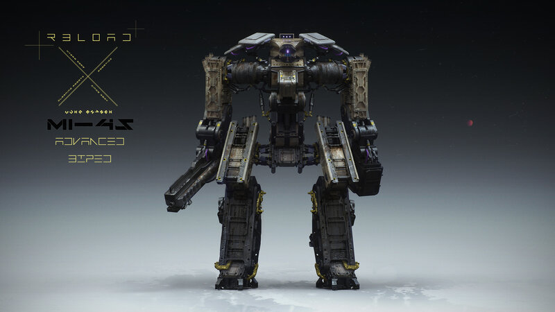 Mech Robot Standing — Gray