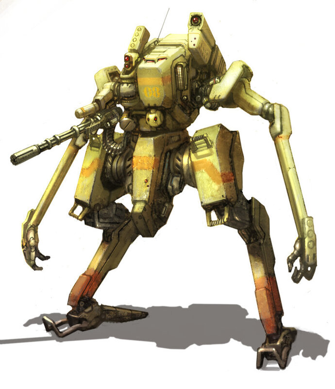 mech robot with weapon