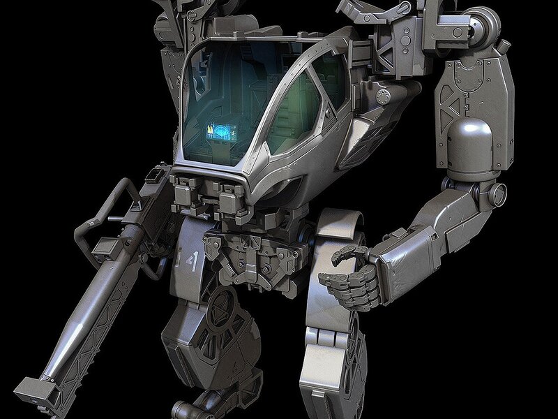 mech robot with weapon