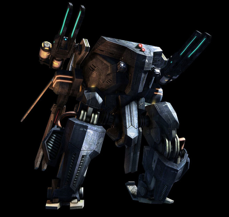 mech robot with weapons