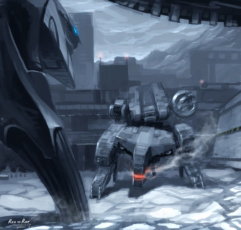 Mech Robots in City
