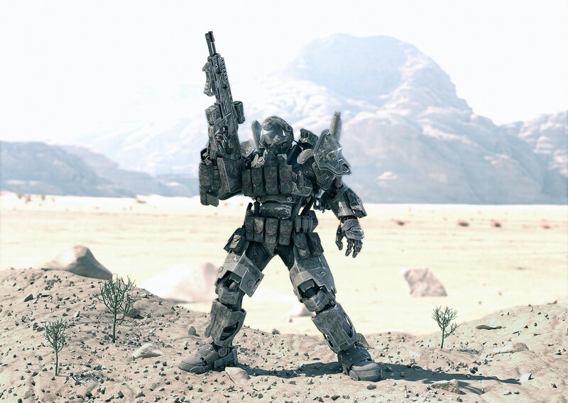 Mech Soldier in Desert