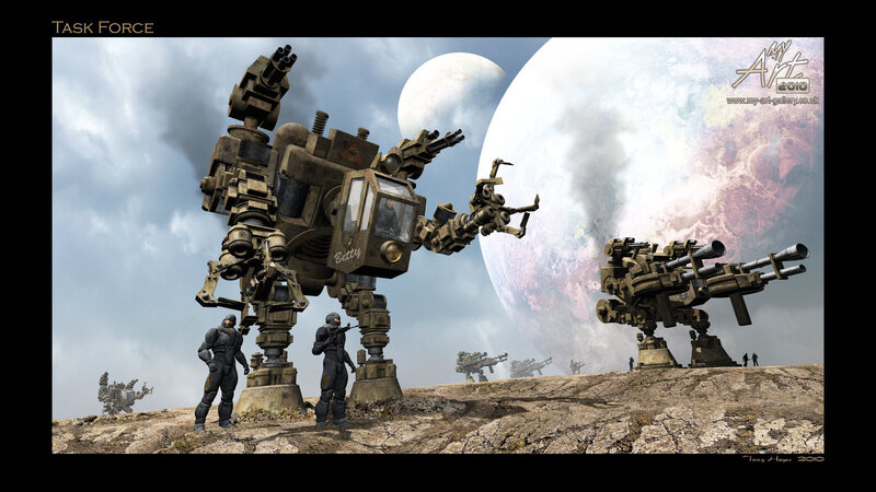 Mech Soldiers on Alien Planet — Gray