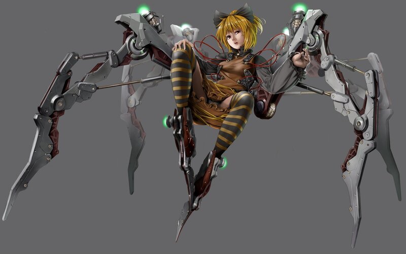 mech-suit girl concept art