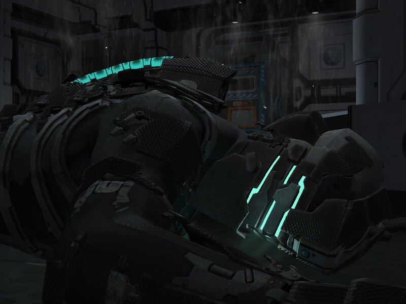 mech suit in rain