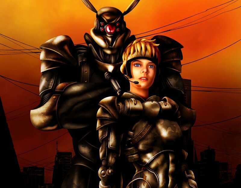 Mech-suit Soldier and Child