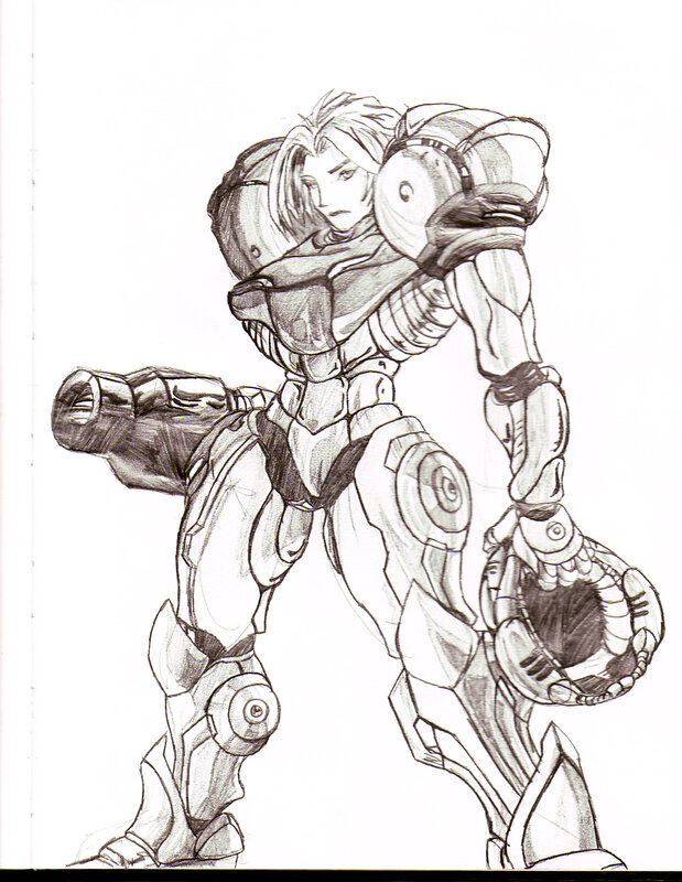 mech suit warrior sketch