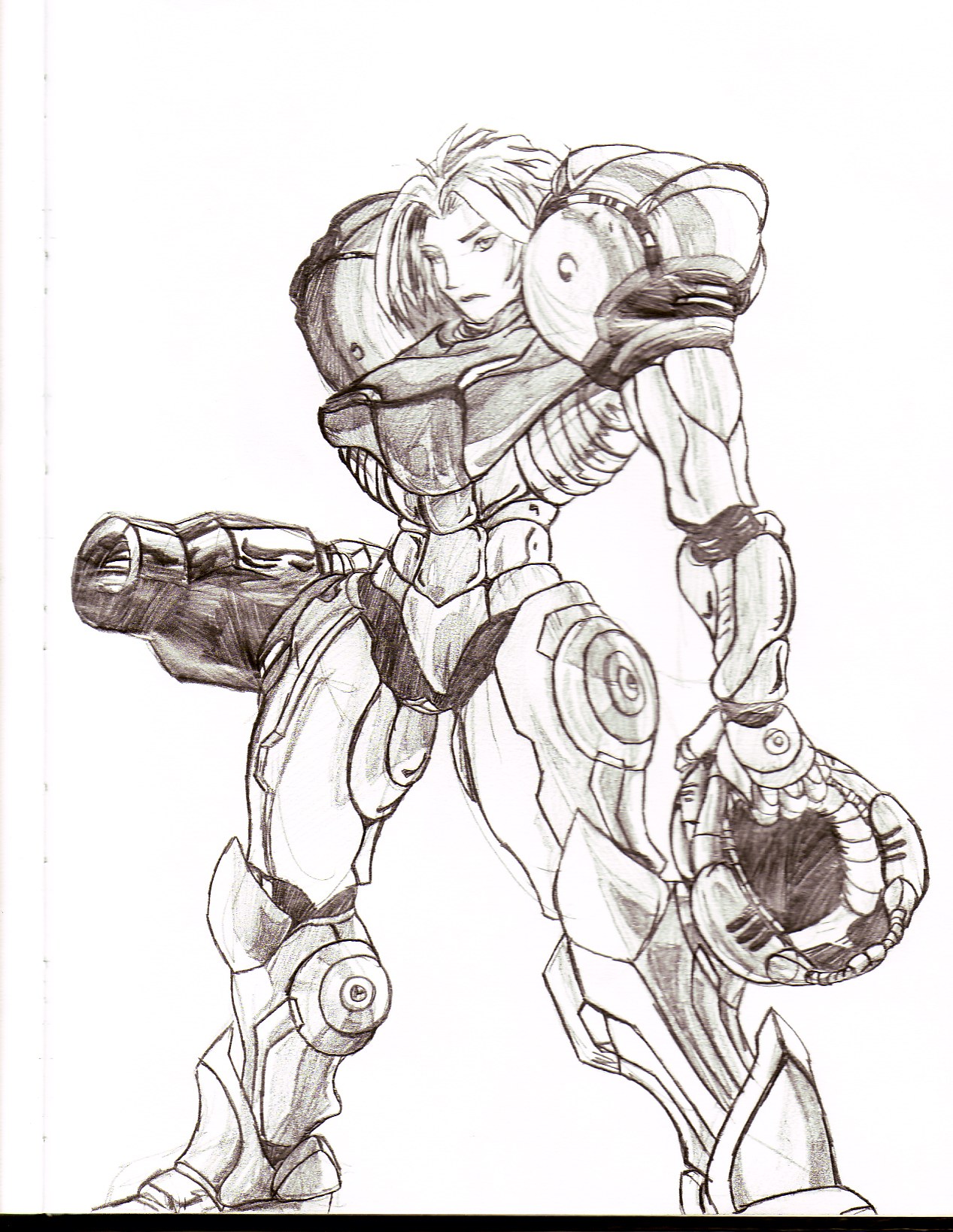 mech suit warrior sketch