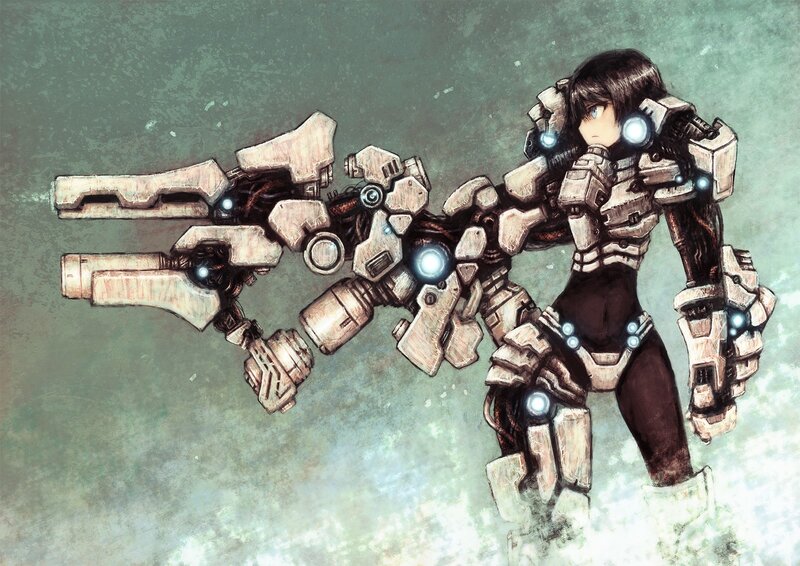 mech suit warrior with weapon