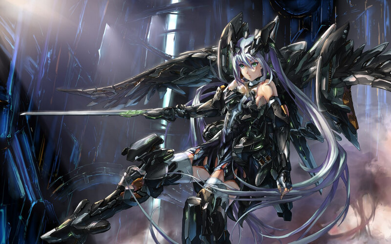 Mech-suit Warrior with Wings — Purple