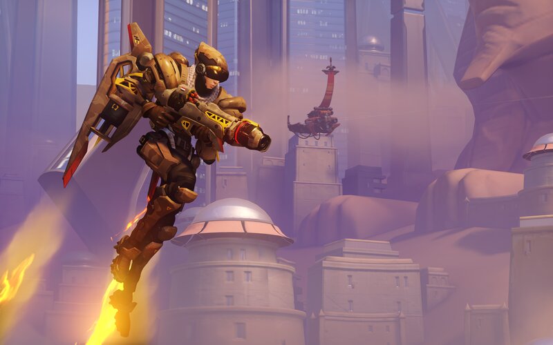 Mech-suited Soldier Flying