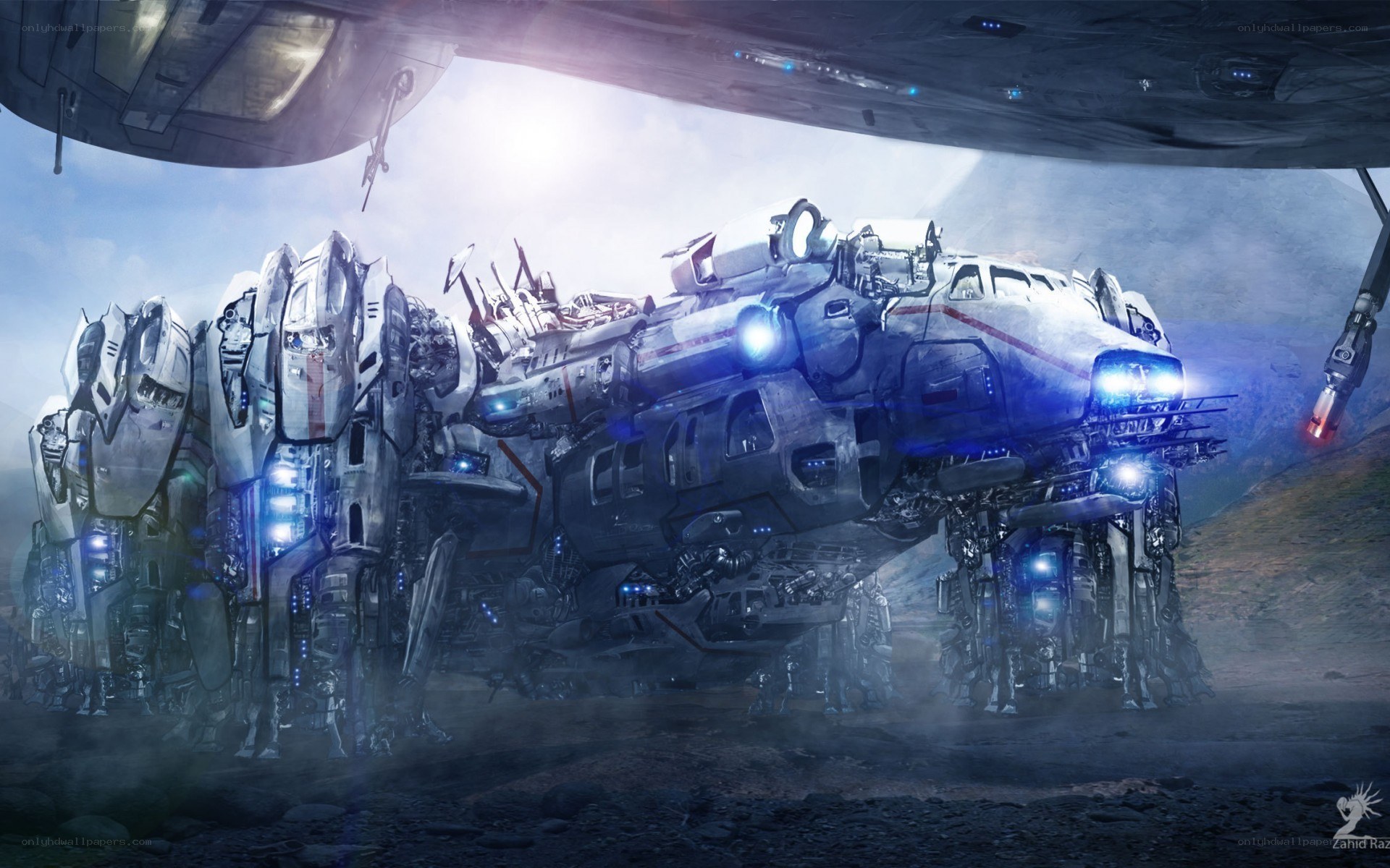 mech transport on alien planet