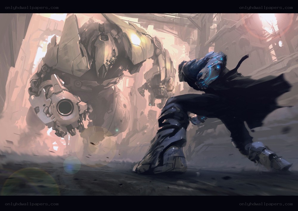 mech vs warrior battle