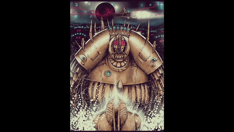 mech warrior in cosmic battle