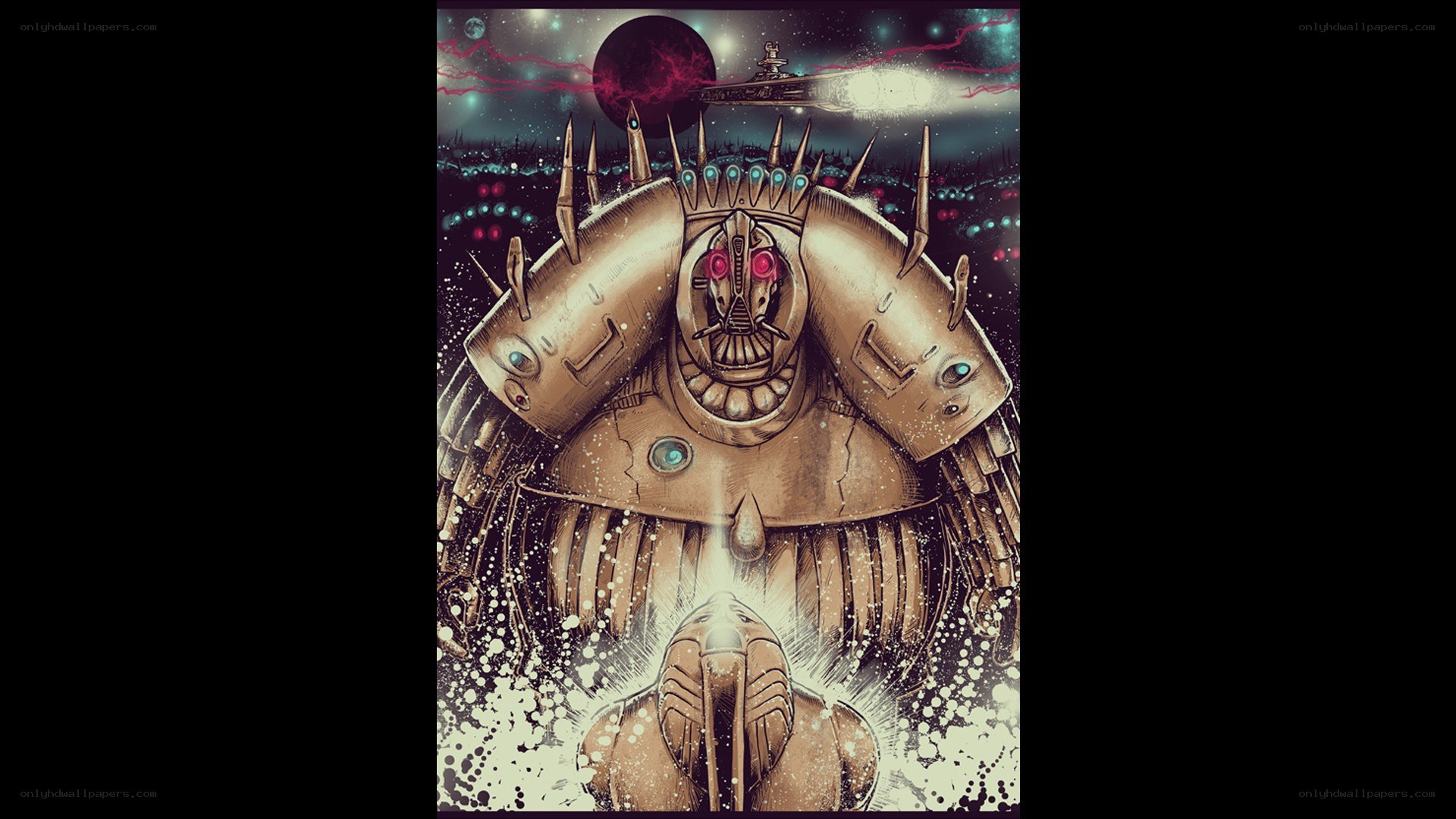 mech warrior in cosmic battle