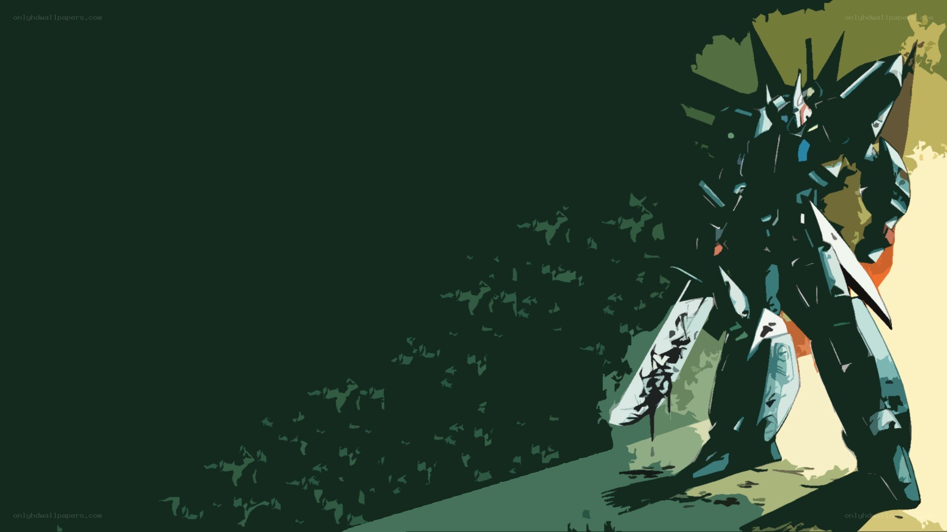 mech warrior in dark forest