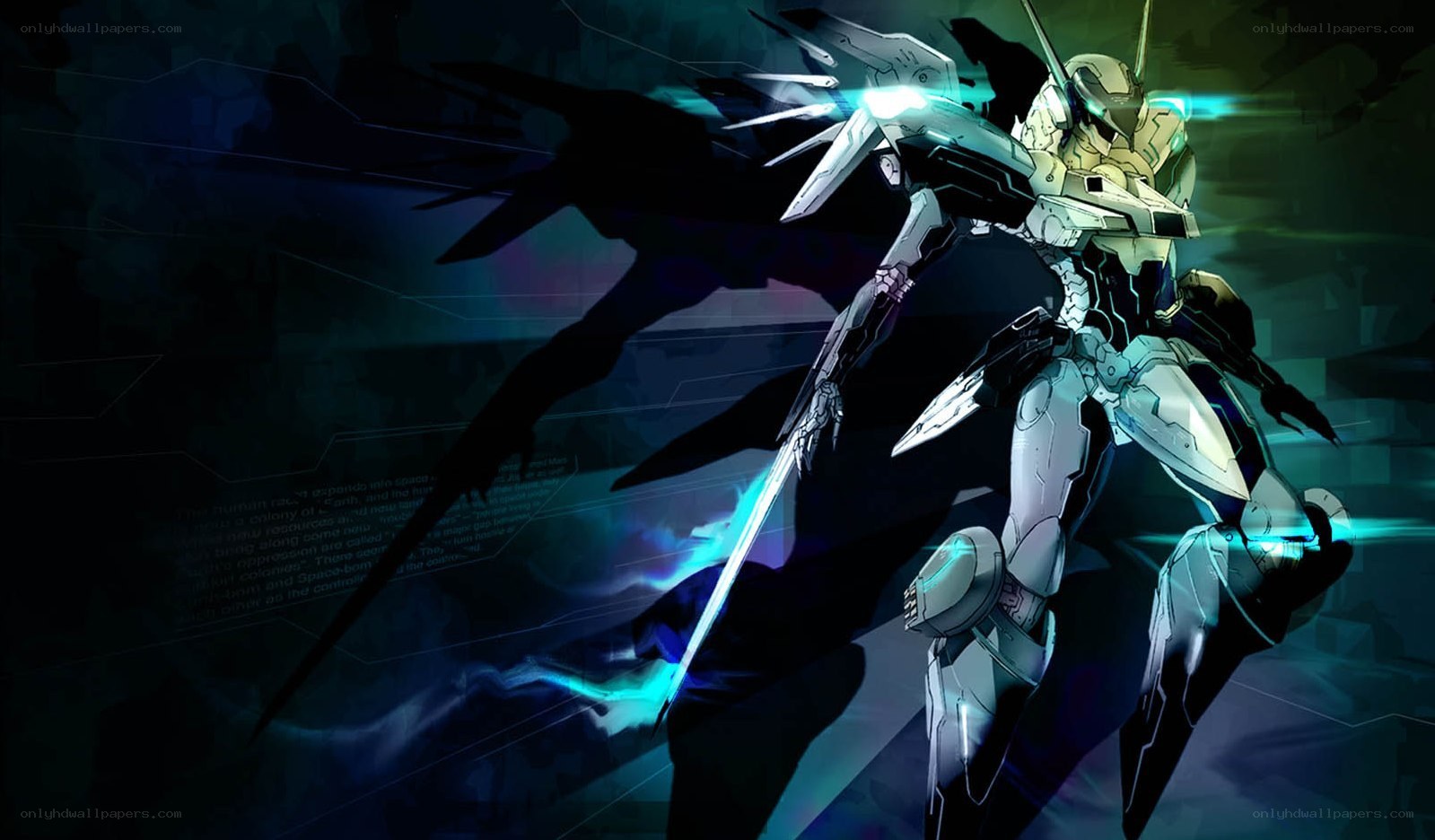 mech warrior with glowing sword