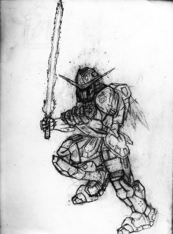 mech warrior with sword