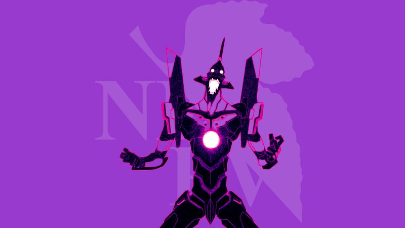 Mech with Glowing Core — Purple, Dramatic