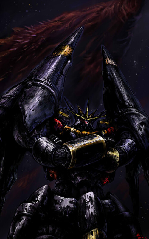 mech with glowing eyes