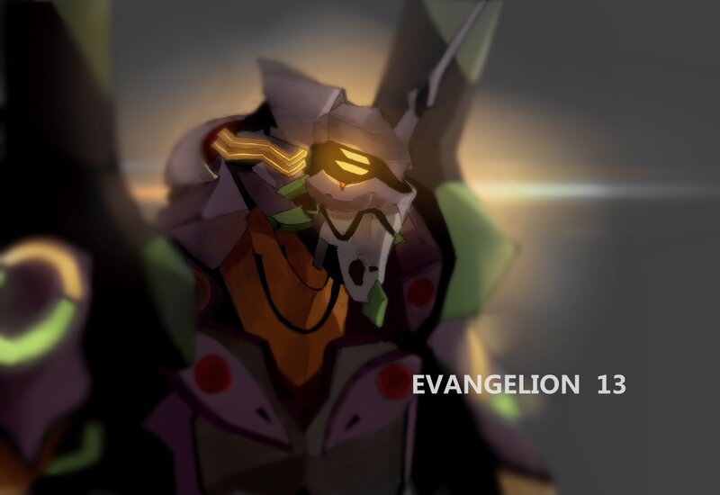 Mech with Glowing Eyes — Purple, Dramatic