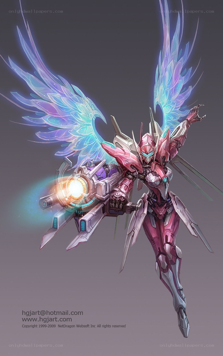 mech with glowing wings