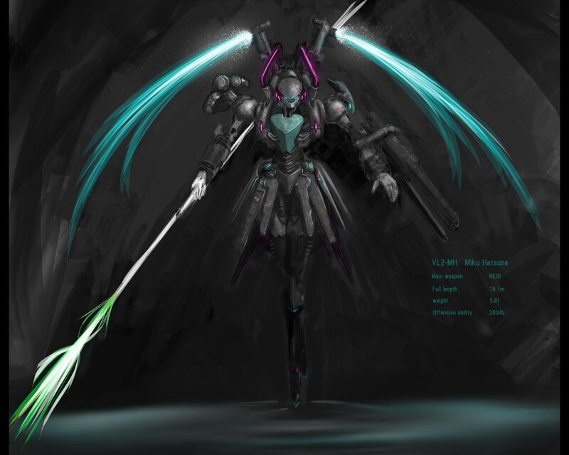 Mech with Glowing Wings — Black, Dramatic