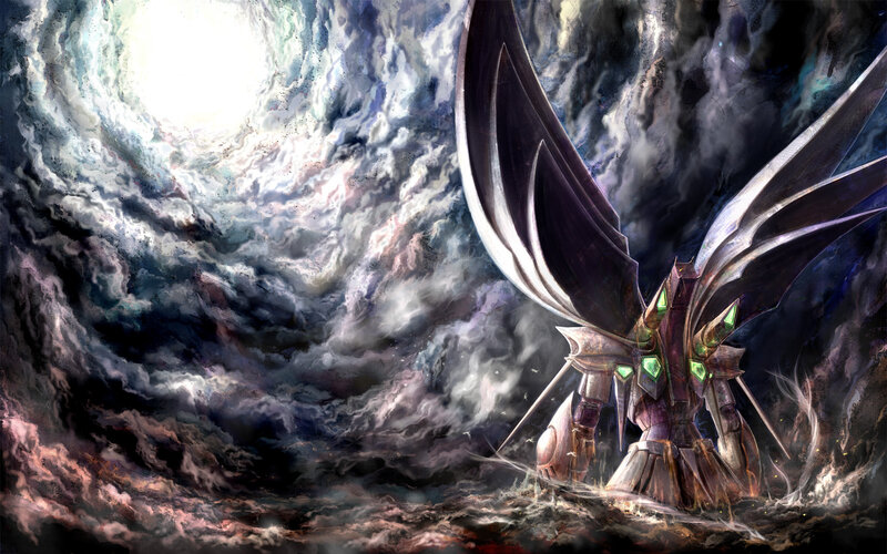 mech with glowing wings