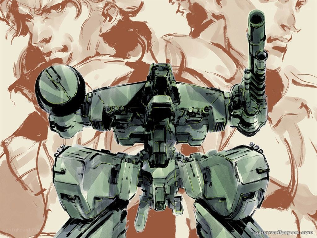 mech with gun in sketch background