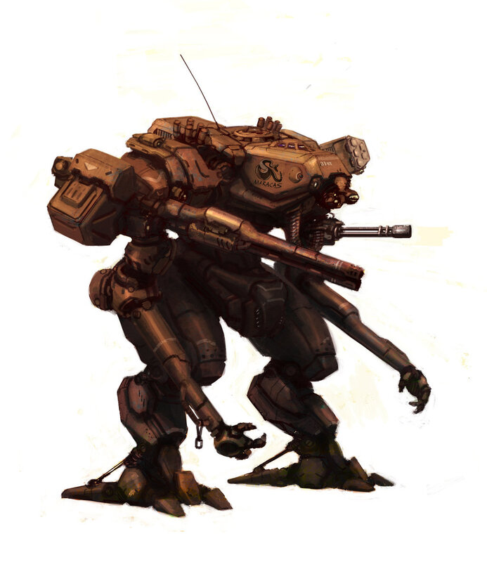 mech with heavy weapon
