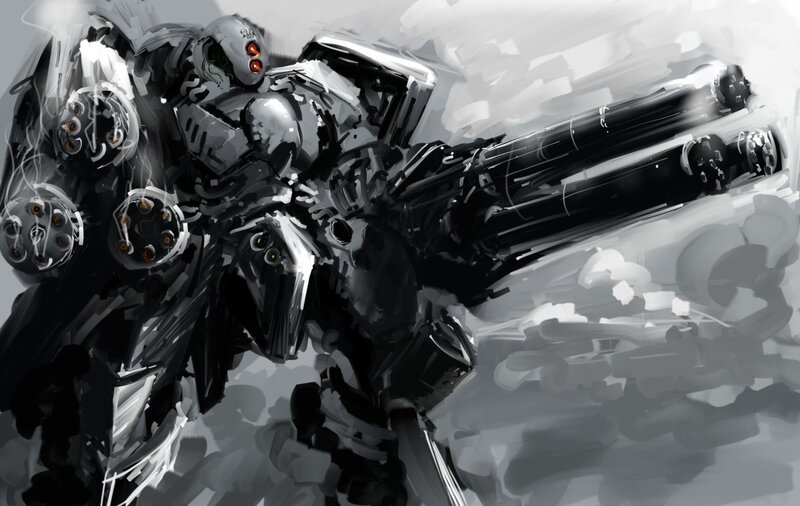 mech with heavy weaponry