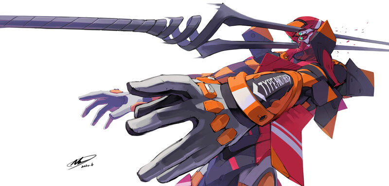Mech with Long Weapon — Red