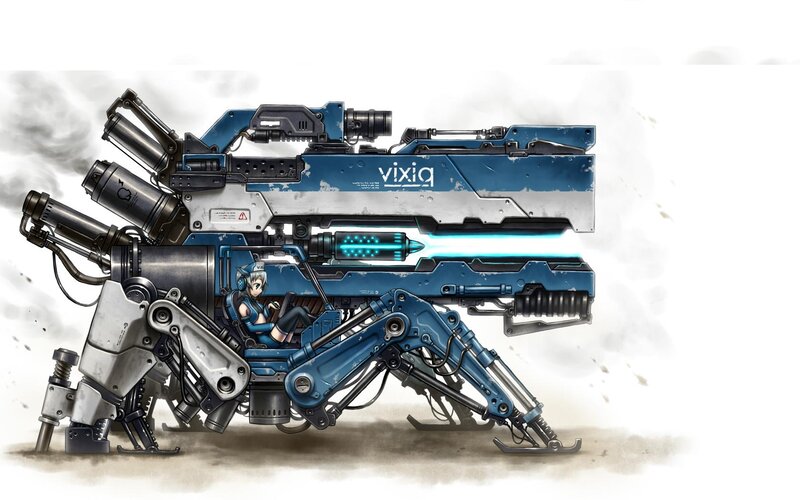 Mech with Pilot — Blue, Dramatic