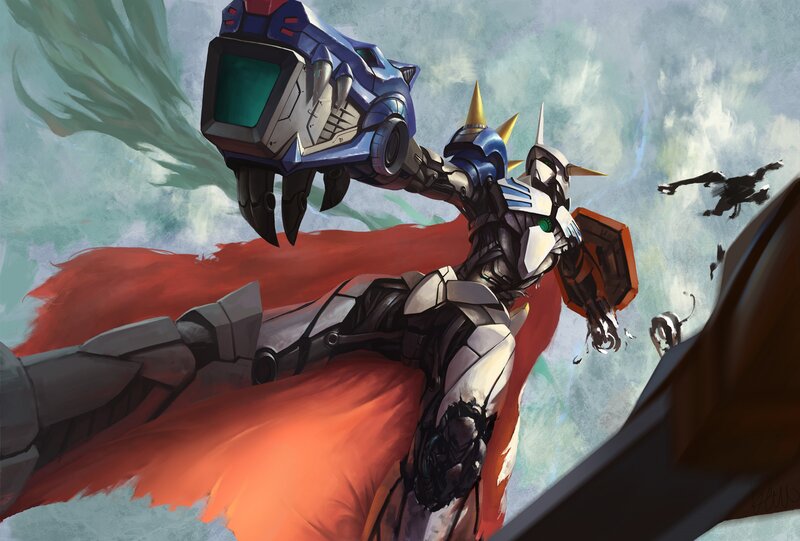 Mech with Red Cape