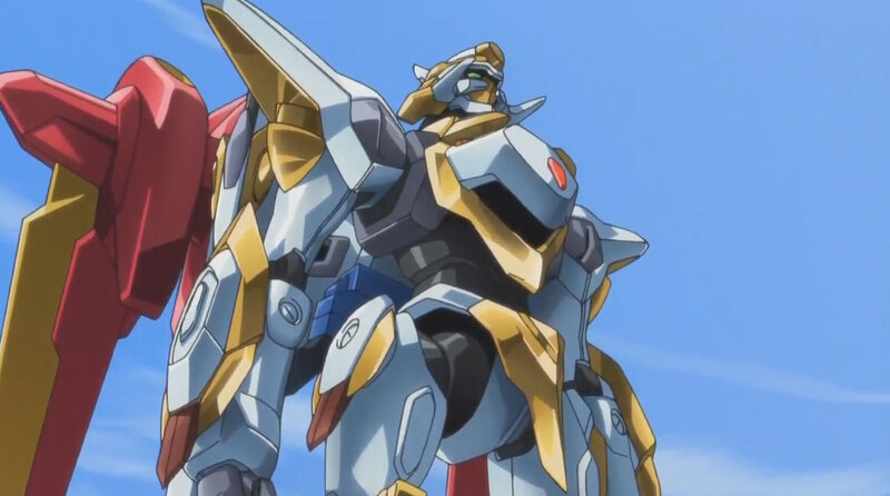 mech with red sword