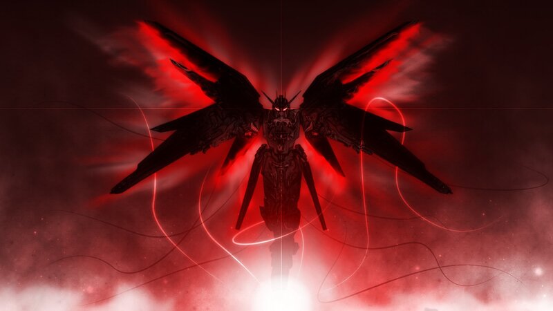 Mech with Red Wings — Dramatic