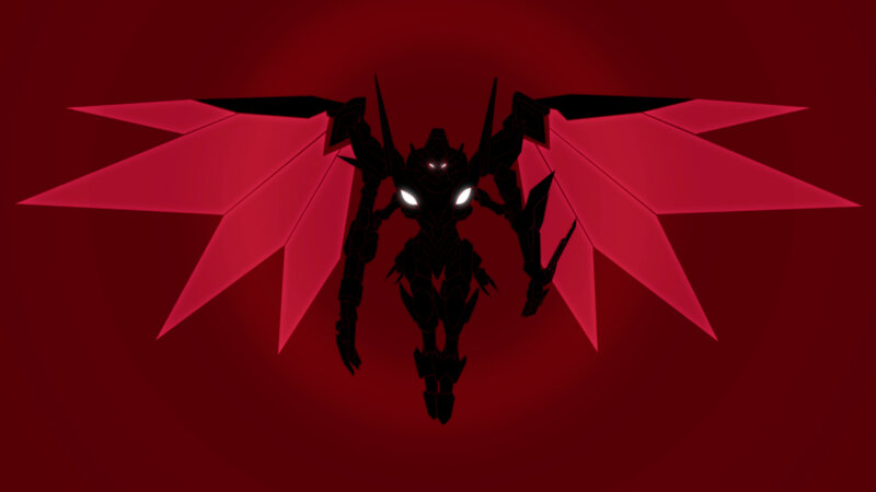 mech with red wings