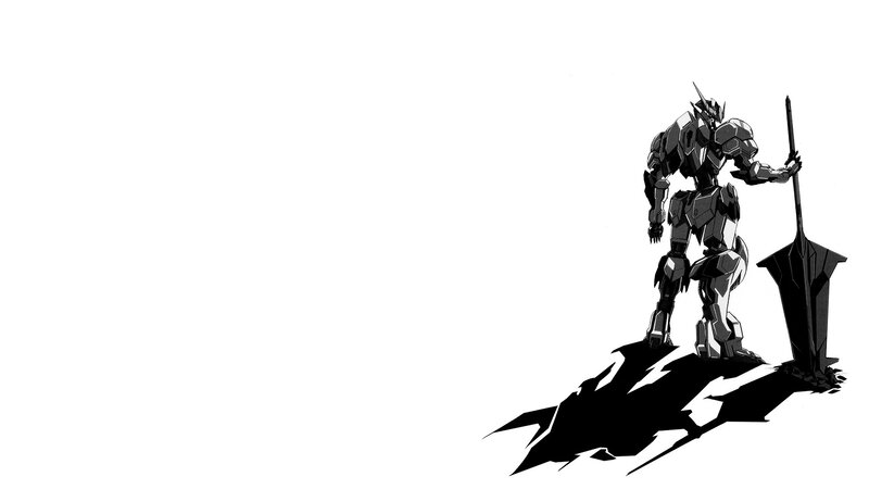 Mech with Sword — Black, Dramatic