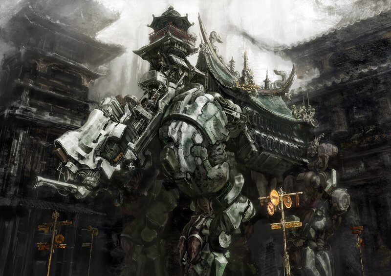 mech with temple design