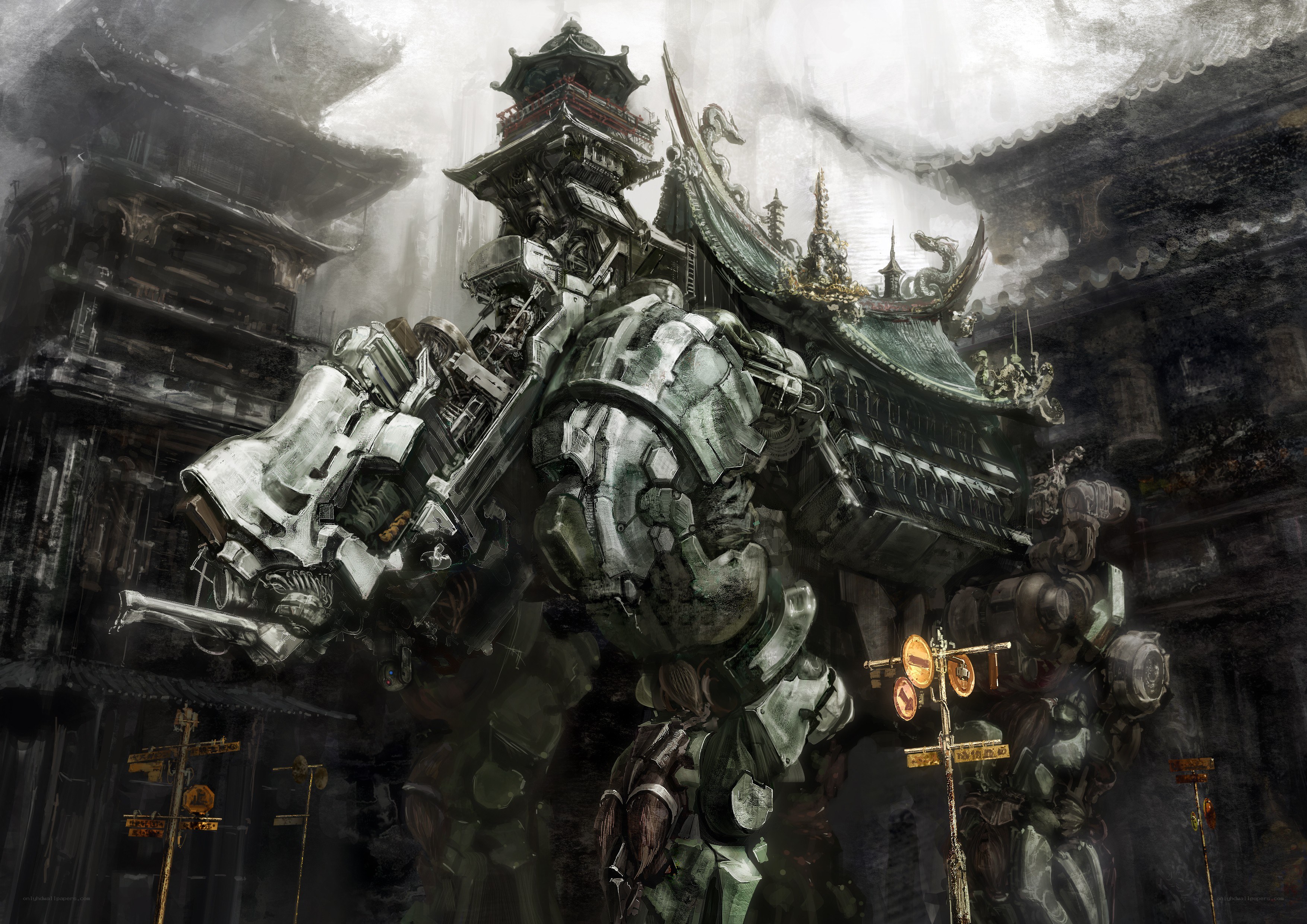 mech with temple design